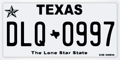 TX license plate DLQ0997