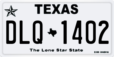TX license plate DLQ1402