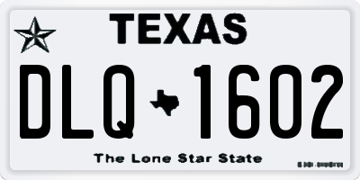 TX license plate DLQ1602