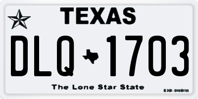 TX license plate DLQ1703
