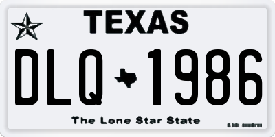 TX license plate DLQ1986