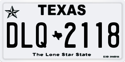 TX license plate DLQ2118