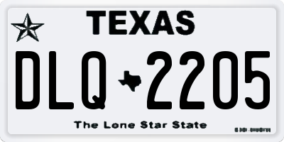 TX license plate DLQ2205