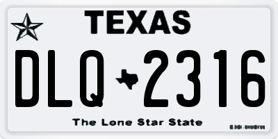 TX license plate DLQ2316