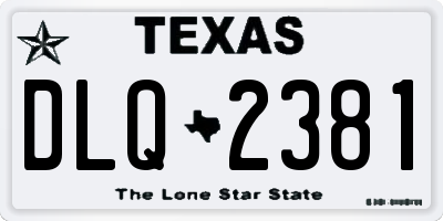 TX license plate DLQ2381