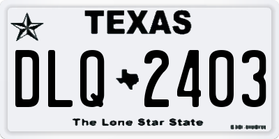 TX license plate DLQ2403