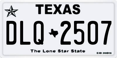 TX license plate DLQ2507