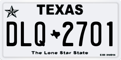 TX license plate DLQ2701