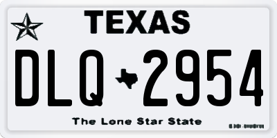 TX license plate DLQ2954