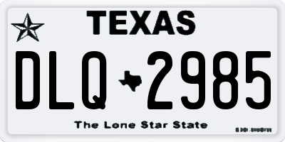 TX license plate DLQ2985