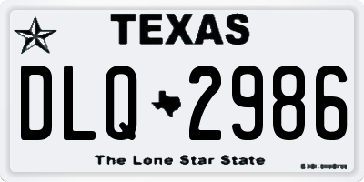 TX license plate DLQ2986