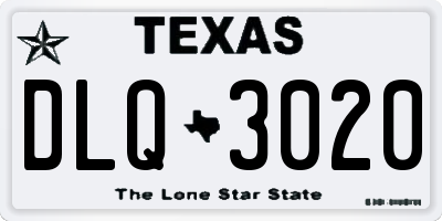 TX license plate DLQ3020
