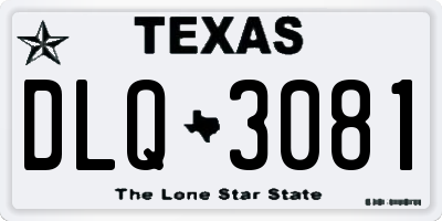 TX license plate DLQ3081