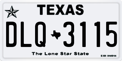 TX license plate DLQ3115