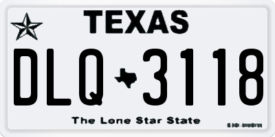 TX license plate DLQ3118