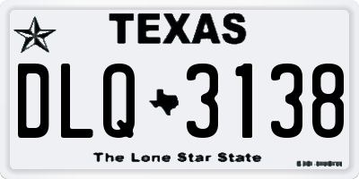 TX license plate DLQ3138