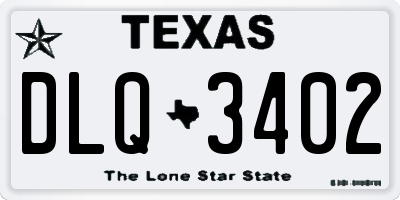 TX license plate DLQ3402