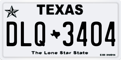 TX license plate DLQ3404
