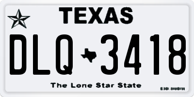 TX license plate DLQ3418