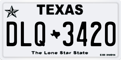 TX license plate DLQ3420