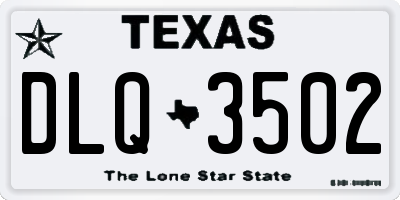 TX license plate DLQ3502