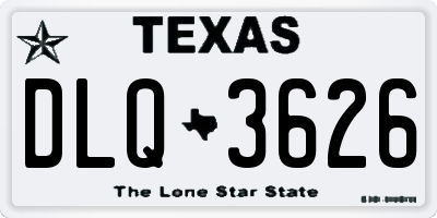 TX license plate DLQ3626