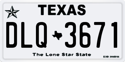 TX license plate DLQ3671