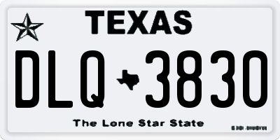 TX license plate DLQ3830