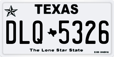 TX license plate DLQ5326