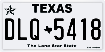 TX license plate DLQ5418