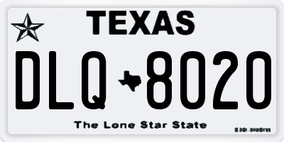 TX license plate DLQ8020