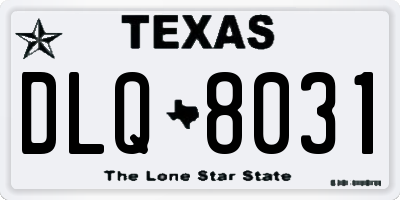 TX license plate DLQ8031