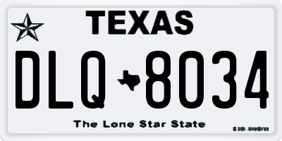 TX license plate DLQ8034