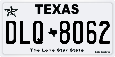 TX license plate DLQ8062