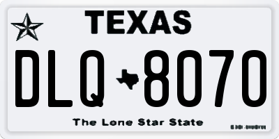 TX license plate DLQ8070