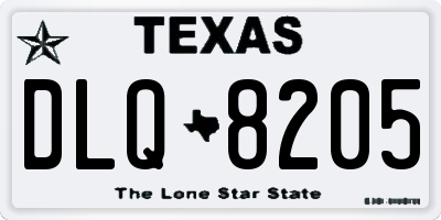 TX license plate DLQ8205