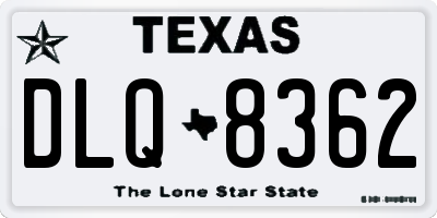 TX license plate DLQ8362
