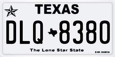 TX license plate DLQ8380