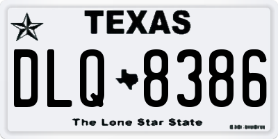 TX license plate DLQ8386