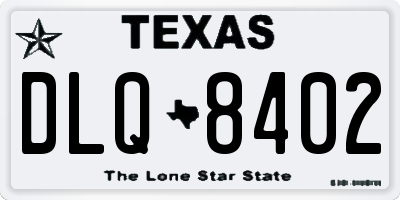 TX license plate DLQ8402