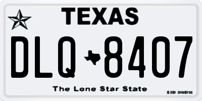 TX license plate DLQ8407