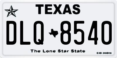 TX license plate DLQ8540