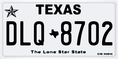 TX license plate DLQ8702