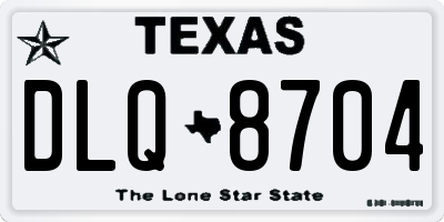 TX license plate DLQ8704