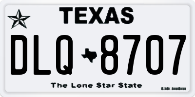 TX license plate DLQ8707