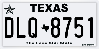 TX license plate DLQ8751