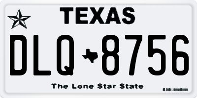 TX license plate DLQ8756