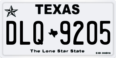 TX license plate DLQ9205