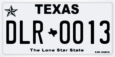 TX license plate DLR0013