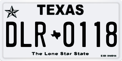 TX license plate DLR0118